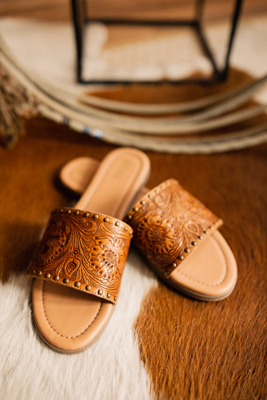 Leather Tooled Sandals