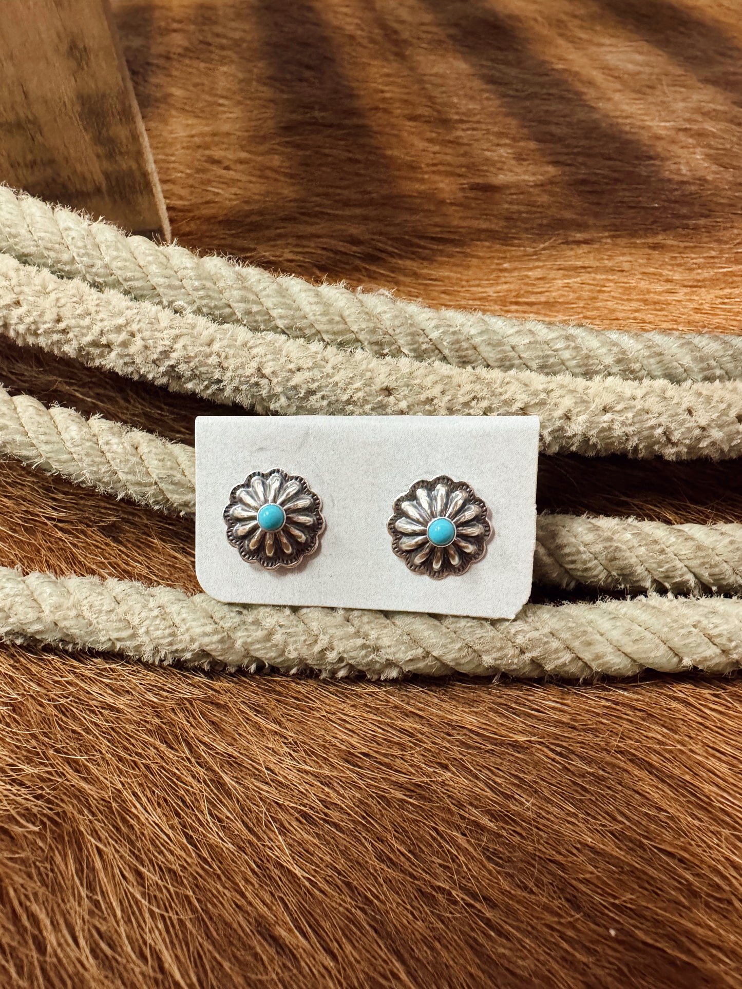 MINI Round Turquoise Concho Stud Earring