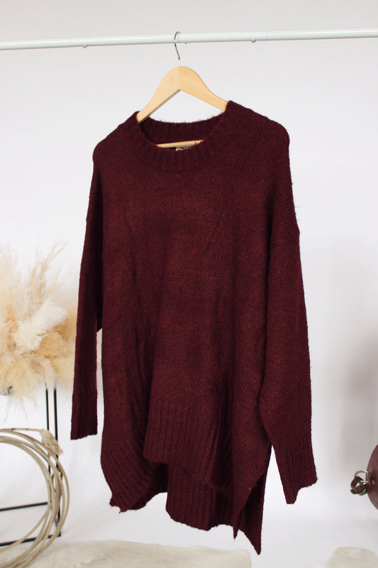 Plus Size Round Neck Sweater - Eggplant