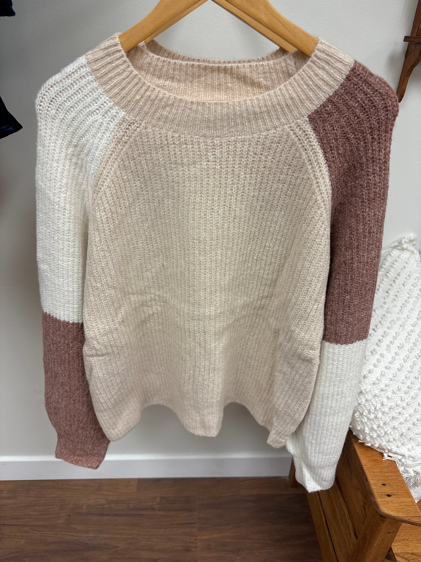 Beige Maroon Sweater